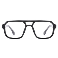 Gafas de Acetato de Doble Puente de Diseño Vintage RTA-3709, Montura de Gafas Ópticas para Hombre, Anti Luz Azul