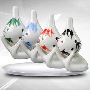 Ocarina chinoise en porcelaine blanche à 6 trous, motif bambou, instrument de musique folklorique, cadeau souvenir, vente en gros - Product Image 2