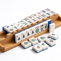 JoyLink – Poussoir de Mahjong en Bois Personnalisé, Classique, Luxueux, Durable, Multicolore, 17,5-20 Pouces, Bords Droits et Courbes, Lot de 4 pour Table