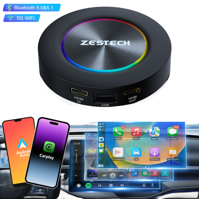ZESTECH 4+64 GB with Ambient Light with Voice Wakeup Function Car Play Android 13 Ai Box
