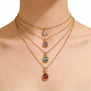 Collar con Colgante de Piedra de Nacimiento de Acero Inoxidable 316 Europeo, Venta Caliente de Fábrica - Product Image 2