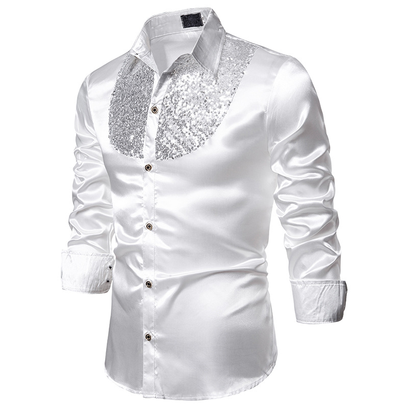 mens glitter dress shirts Dolce & Gabbana Black Cotton Star Sequin Dress Formal Men Shirt –  JOHNYCARRIBEAN main image 1