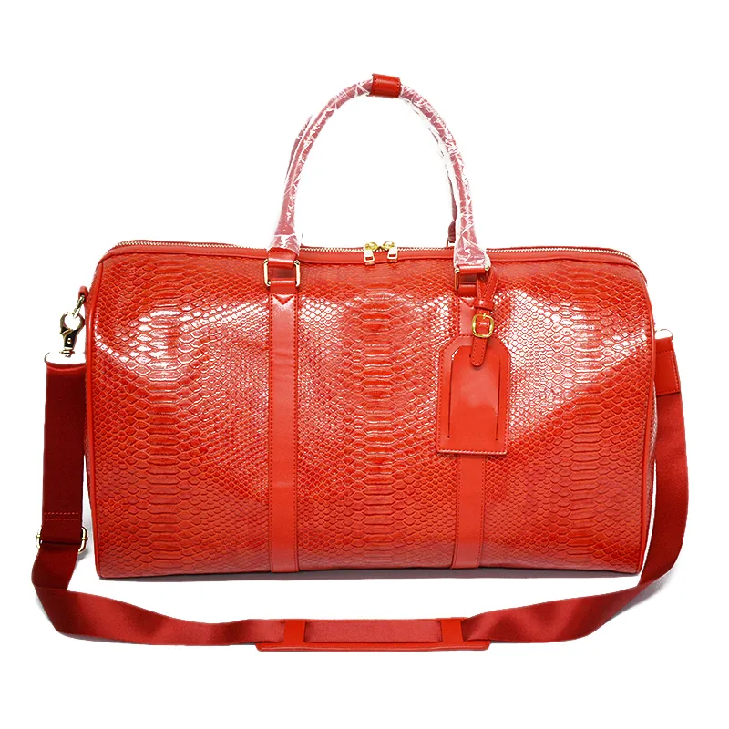 Hand Made New design women men duffel bag large crocodile leather travel luggage custom duffle bags with logo