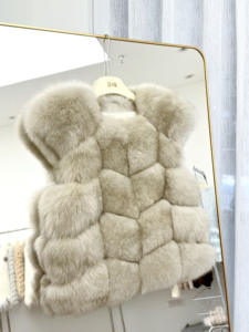 Nouveau femmes coréen INS Style véritable luxe fourrure de renard gilet manteau haut de gamme mode épais <span class=keywords><strong>Trench</strong></span> Long - Product Image 5