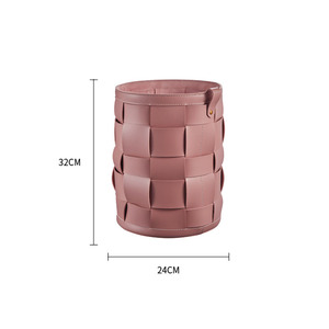 Luxury leather storage basket, high-end storage bin, for home, office, study, trash can, handmade woven waste <b>paper</b> bin - Product Image 5
