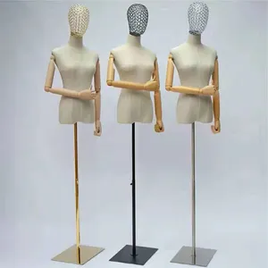 Alat Pembuat Baju Manekin Kawat Besi, Kelas Atas Plastik Setengah Tubuh Wanita Model Penjahit Penjahit