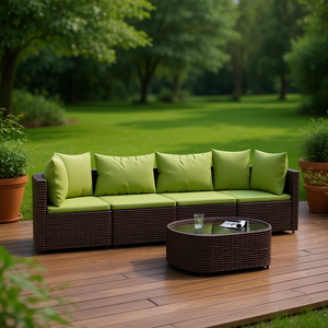 Set Divano da Giardino in Rattan Marrone, Arredamento da Esterno a 4 Posti, Design Contemporaneo per Spazi Living all'Aperto - Product Image 2