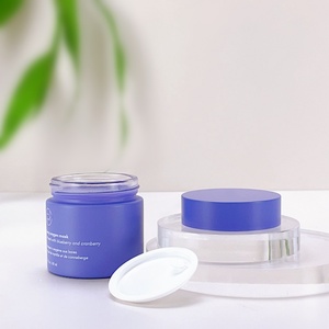 Multi Colored Customized 50g 60g Round <b>Empty</b> Matte Purple Glass Eye Cream Cosmetic <b>Jars</b> With Square Paper Box - Product Image 4