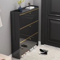 Meuble à chaussures en bois ultra-fin, moderne et élégant, haut de gamme, pour entrée, avec porte à battant, super lumineux, facile à assembler