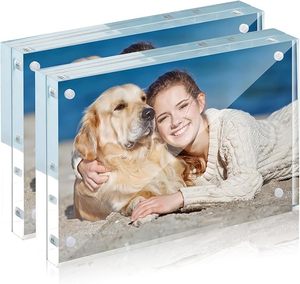 Cadre <span class=keywords><strong>photo</strong></span> magnétique horizontal double face 4x6, cadre transparent sans bordure, présentoir de bureau autoportant, cadre <span class=keywords><strong>photo</strong></span> magnétique en acrylique - Product Image 1