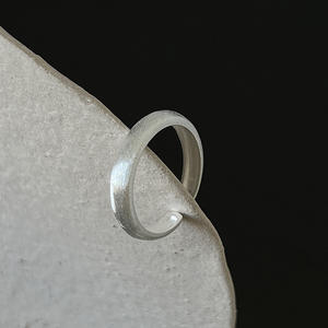Small-Batch Sea Blue <b>Crystal</b> <b>Ring</b> Trendy Unique Design Matte Simple Band Silver Accents Stainless Steel 18K Gold Plated Copper - Product Image 6