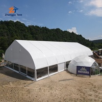 Tenda Lengkung Aluminium Clear Span untuk Gudang Luar Ruangan, Solusi Penyimpanan, Tahan Lama, Kain PVC Anti Air, Kanopi Lengkung untuk Industri