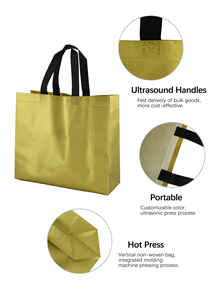 Sac de courses pliable promotionnel, écologique, recyclable, personnalisé, réutilisable, imprimé, en PP métallisé non tissé - Product Image 6
