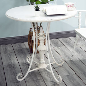 Table Basse de Jardin Extérieure Vintage en Fer Forgé Vieilli Blanc Délavé – Meuble Durable et Facile à Installer pour la Maison - Product Image 3