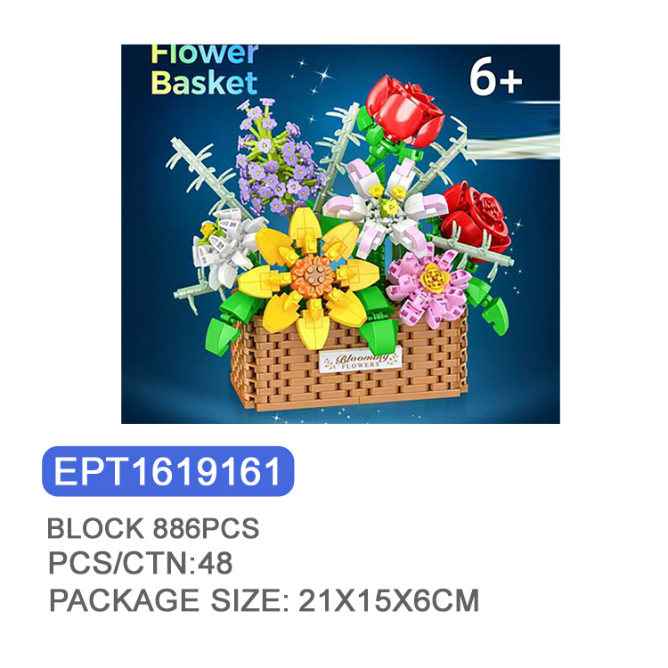 EPT1619161-DIY Mini Blocks Flower Basket 886PCS