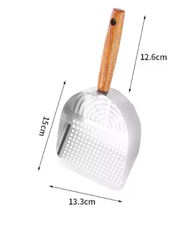 Pelle à litière pour chat [trou rond] couleur acier 1