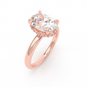 Bague solitaire personnalisable en or blanc 18K 14K avec diamant de laboratoire CVD HPHT taille ovale 1 carat certifié IGI pour mariage et soirée - Product Image 1