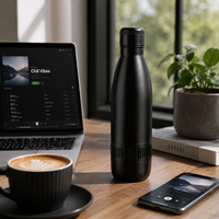 Bouteille d'eau sport en acier inoxydable personnalisée avec logo, en forme de cola, haut-parleur sans fil portable, gourde isotherme musicale, cadeau promotionnel, gobelet