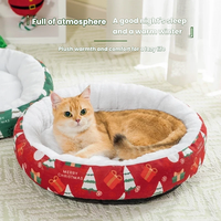 Lit pour animaux de compagnie en peluche motif flocon de neige, idéal pour Noël, pour chien et chat, maison chaude d'hiver, cadeau de fête, vente en gros, approvisionnement en vrac