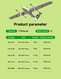 カスタマイズされたVTOLドローンバッテリー<span class=keywords><strong>400Wh</strong></span>/kg 77000mahソリッドステート5C高密度リチウムイオンパック - Product Image 3