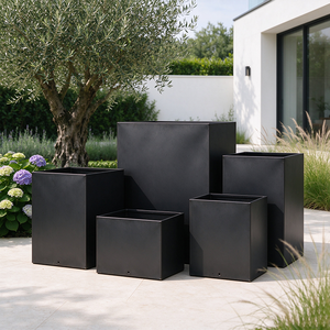 Jardinière rectangulaire moderne en métal pour extérieur, pot de fleurs décoratif pour patio et balcon - Product Image 2