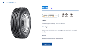 Neumático Radial para Camión TRIANGLE TR685 11R22.5 de Alto Rendimiento, Sin Cámara, 18PR, Neumático Sólido para Dongfeng Certificado 195/55R16 11R22.5 TRIA - Product Image 4