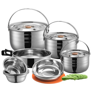 Outdoor <span class=keywords><strong>Camping</strong></span> And Mountaineering Cooking Pot Set Stainless SteelMultifunctional 8-Person Picnic Set Stainless Steel Pot - Product Image 1