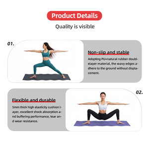 Tapete de Yoga Ecológico 2026, Excelente Absorción, 5mm de Grosor, Antideslizante, de Caucho Natural, Diseño Ondulado Ovalado, para Pilates, Estudio, Ejercicios - Product Image 3