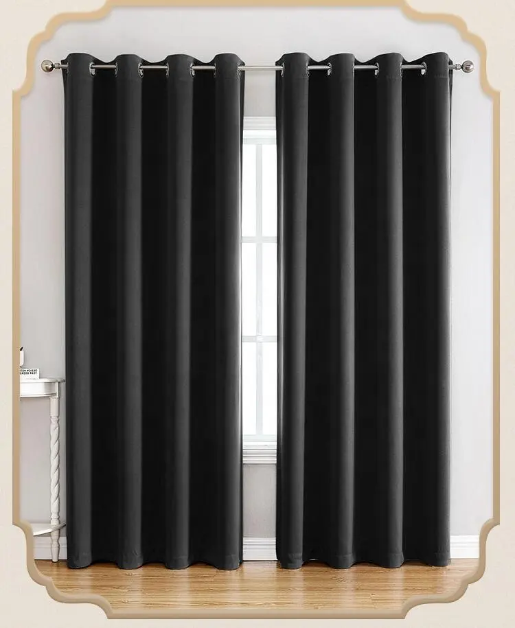 American style Living Room Darkening Solid Color Thick polyester Blackout Window Blinds Blackout Curtains