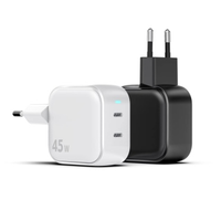 Chargeur mural double USB C GaN 45W PD3 PPS pour ordinateur portable, téléphone, tablette