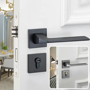 Serrure de porte intérieure universelle silencieuse, design éco-luxe simple, en aluminium spatial noir et gris - Product Image 1