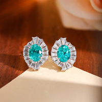 Labor-gezüchtetes Paraiba-Turmalin-Schmuckset, rhodiniert, anlaufgeschützt, aus 925er Sterlingsilber für Damen-Partykleidung