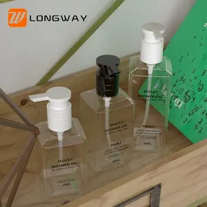 Factory Square Refill PET Plastic Pump 200ml 250ml 300ml Lotion Shampoo Bottle Liquid Soap Bottle