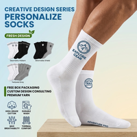 Chaussettes de sport classiques en coton respirant avec logo personnalisé, chaussettes de course respirantes en tricot blanc avec logo personnalisé