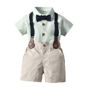 Completo Estivo <span class=keywords><strong>per</strong></span> Neonati Maschi, Nuovo Set Classico con Pantaloncini a Righe, Abbigliamento Elegante <span class=keywords><strong>per</strong></span> Bambini - Product Image 3