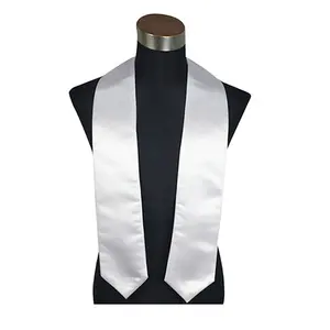 Sublimazione all'ingrosso in bianco personalizzato poliestere laurea stola vuoto bianco sublimazione stole laurea in magazzino