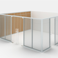 Soundproof Frameless Full Height Glass Partition Wall with Transparent Glass & Wood Office Partition Panel