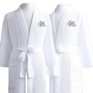 Custom Embroidered Logo 5 Star Hotel White 100% Cotton <strong>Waffle</strong> <strong>Women</strong> And Men Bath <strong>Robe</strong> Wholesale Bathrobe - Product Image 1