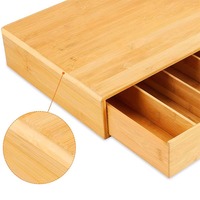 Boîte de rangement en bois haut de gamme grande capacité pour thé et café avec tiroirs réglables et couvercle