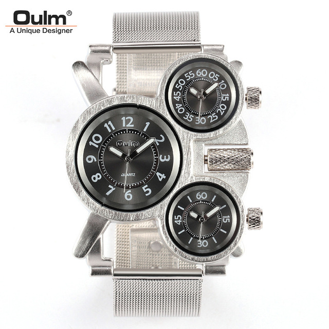 New Factory Cheapest Price Oulm 1167 Men Top Brand Watches Multi-Function 3-Movt Quartz Steel Wrist Watch
