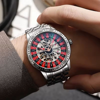 Jam Tangan Pria Sporty Tahan Air dengan Dial Berputar, Model Gambling Plate, Bisnis Baru, Jam Tangan Mekanik Fashion Pria