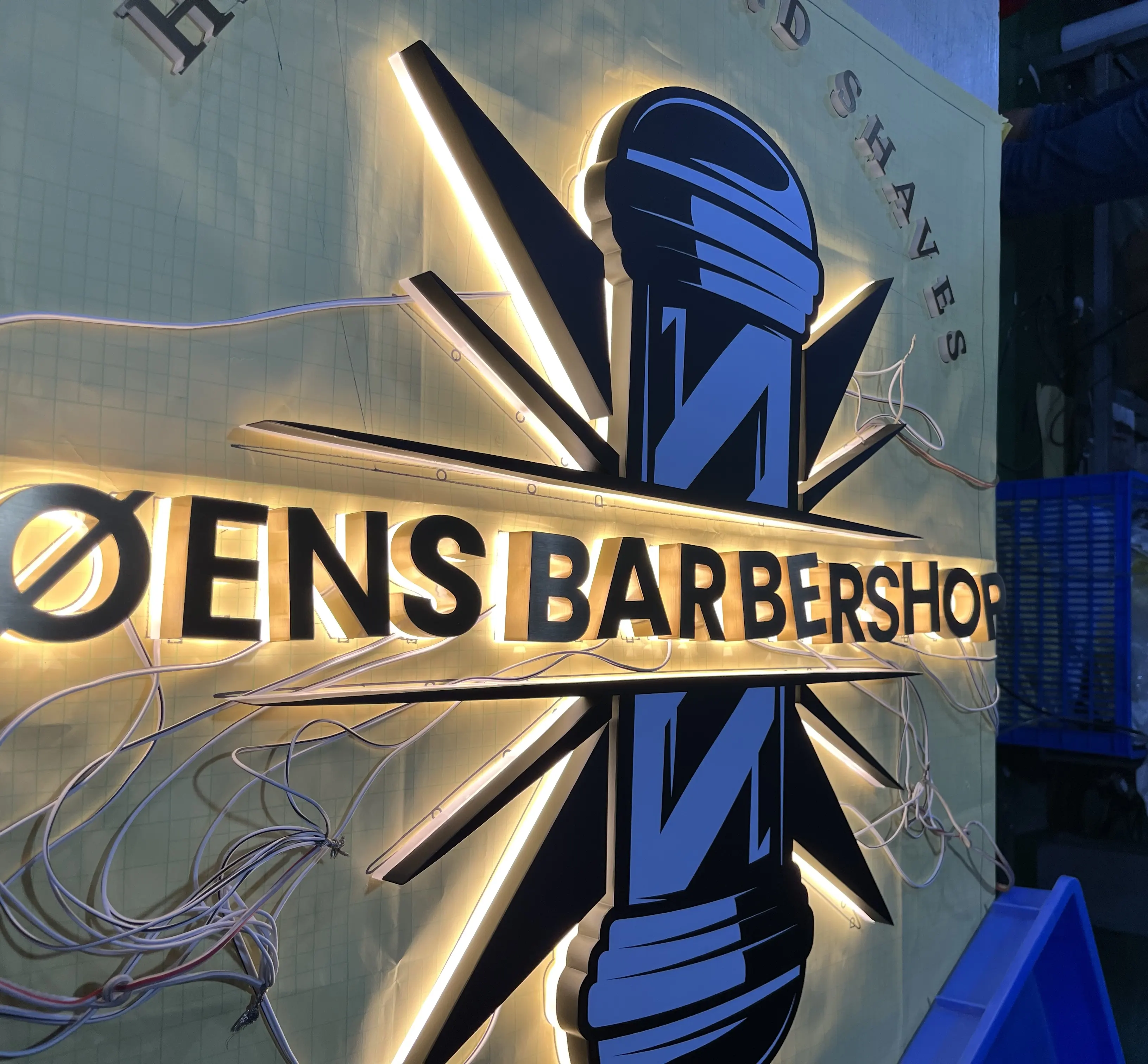 Outdoor Restaurant Kapper Shampoo Uithangbord 3d Logo Pizzeria Led Verlicht Bord Kanaal Letterborden Reclamebrief