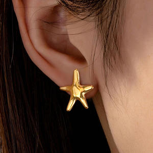 1243 ग्रीष्मकालीन महासागर सोने की प्लेटेड स्टेनलेस स्टील स्टारफिश और मोती बॉल आकर्षण हूगी टार्फ़िश ने नौटिकल गहने भरा - Product Image 1