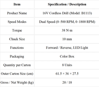 Perceuse sans fil portable haute performance 16V, mini perceuse sans balais, ensemble de tournevis électrique nouvelle conception 2026 pour la maison
