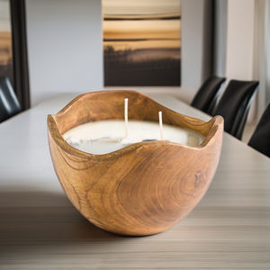 Nouvelle assiette/bol à bougie en bois de manguier sur mesure, peinte à la main, style moderne et luxueux, pour mariage et décoration intérieure - Product Image 1