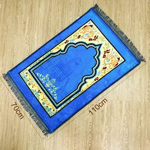 Ourwarm tapete esponja floral portátil, tapete de espuma islâmica lisa anti-deslizamento para crianças, esteira de oração
