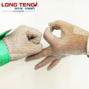 Gants en <span class=keywords><strong>maille</strong></span> <span class=keywords><strong>de</strong></span> chaîne en acier inoxydable pour boucher, résistants au contact alimentaire, anti-coupure pour l'abattage, technique <span class=keywords><strong>de</strong></span> tissage uni - Product Image 1