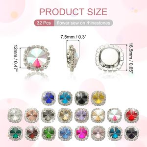 PATIKIL Boutons en strass à dos plat à coudre, avec cristaux en verre et base métallique, pierres à griffes pour l'artisanat, les vêtements, les chaussures et les chapeaux - Product Image 2