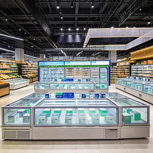 Congélateur coffre horizontal combiné pour supermarché commercial, type îlot, avec grande vitrine, pour aliments surgelés - Product Image 5