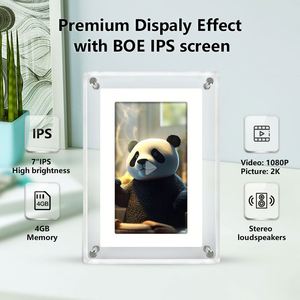 Marco de Fotos <span class=keywords><strong>Digital</strong></span> LCD IPS de 7 Pulgadas para Escritorio, <span class=keywords><strong>Álbum</strong></span> de Fotos, Video, Acrílico, con Batería, Venta al Por Mayor - Product Image 3